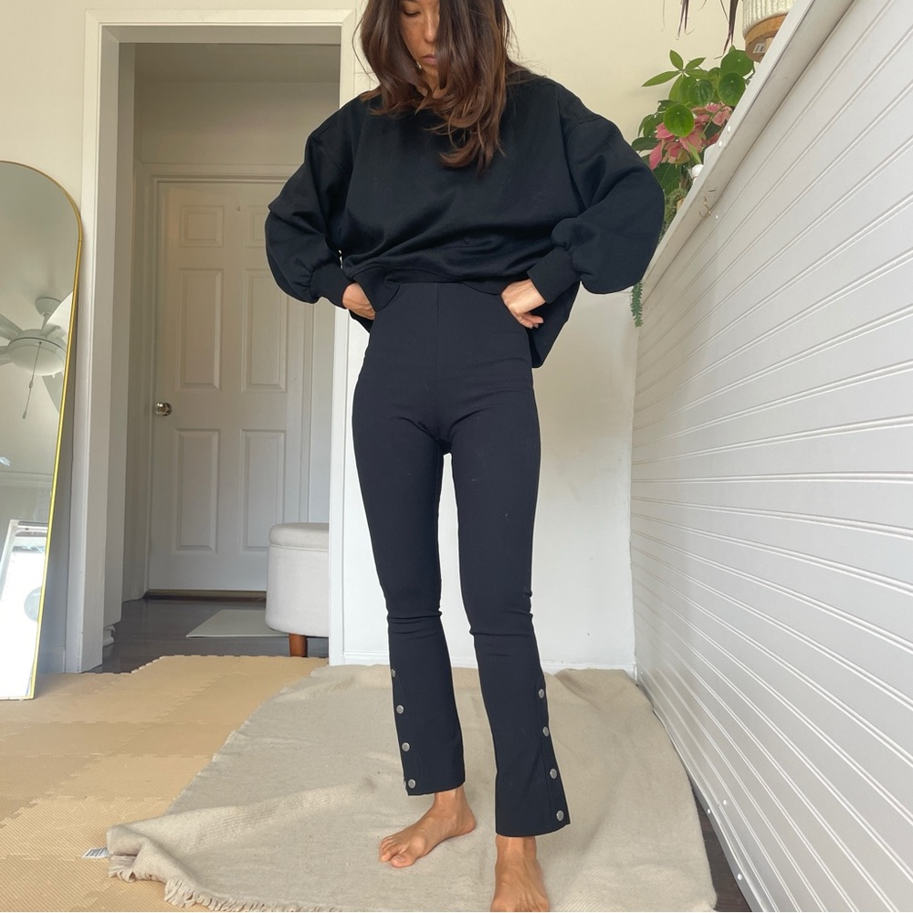 rag & bone Simone Snap Button Straight Black Pants size 0